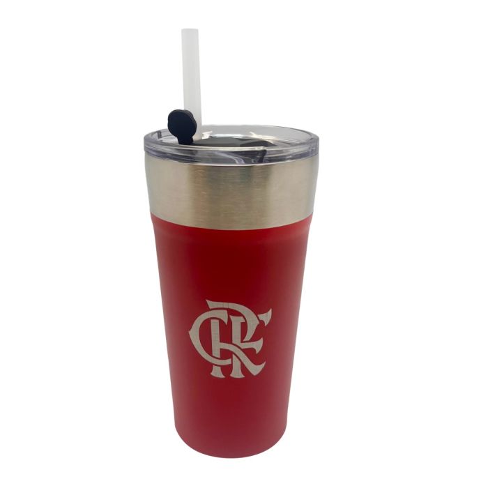 Copo Flamengo Térmico 500 ml com Canudo