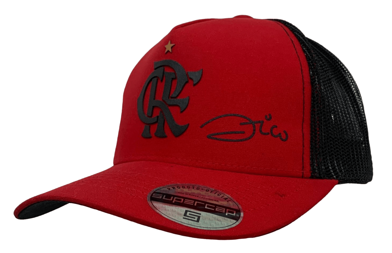 Boné Flamengo Aba Curva CRF Silk 3D Zico Vermelho Super Cap