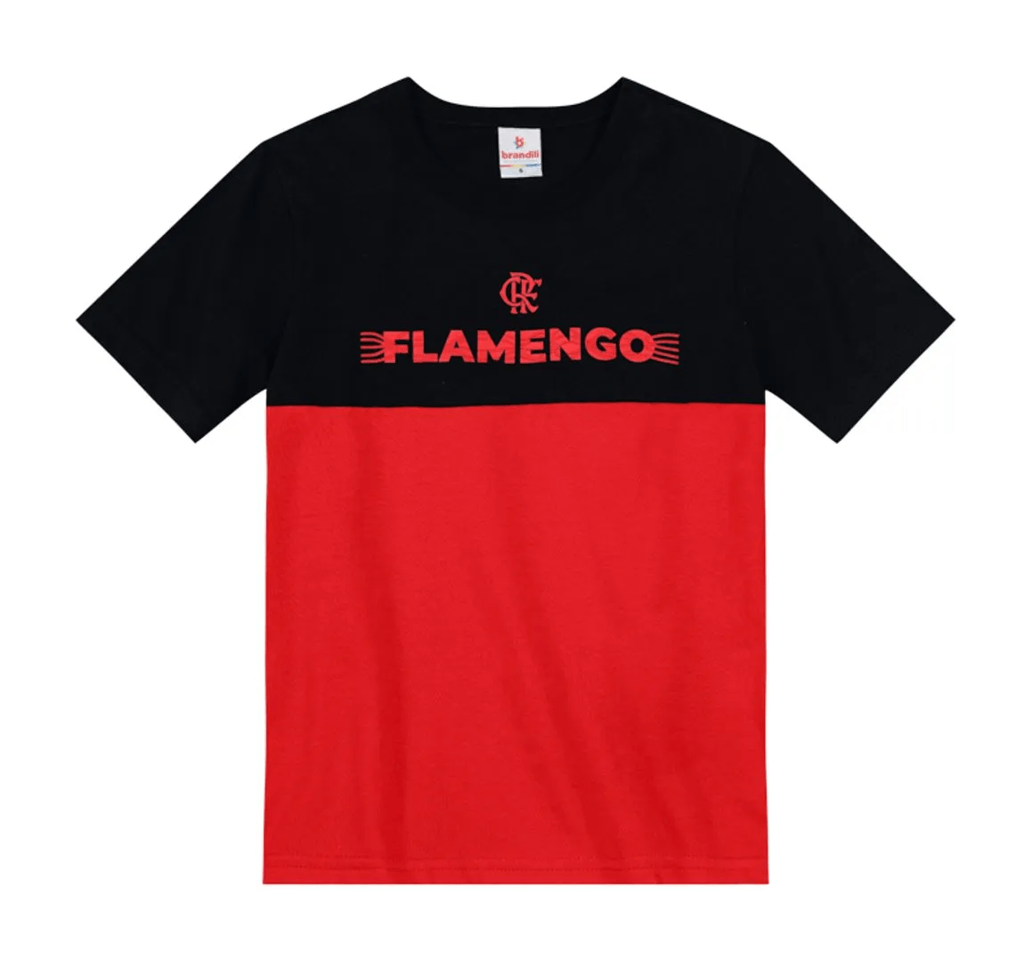 Camisa Flamengo Infantil 'CRF Flamengo' Preto/Vermelho Brandili
