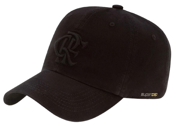 Boné Flamengo Aba Curva Zico 6 Gomos Preto