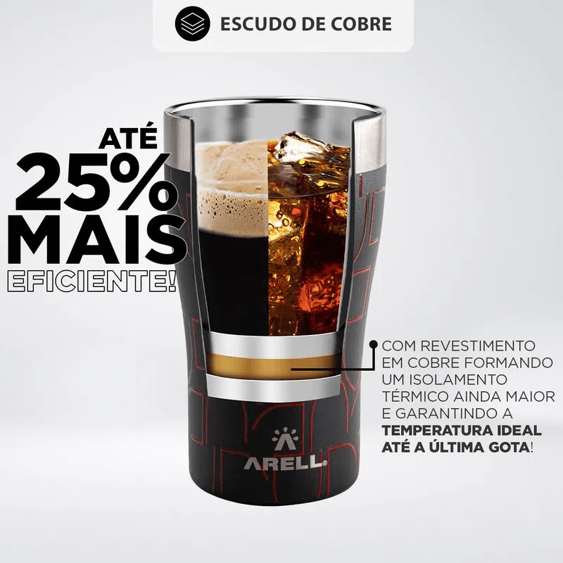 Copo Térmico Flamengo Red Listras Arell 500ml