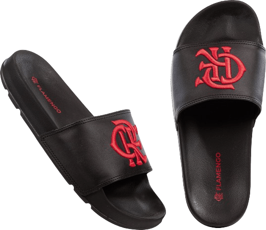 Chinelo Flamengo Slide CRF Bold Bordado Preto/Preto