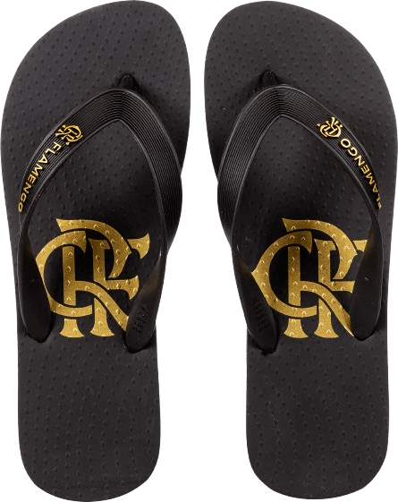 Chinelo Flamengo - Preto com Detalhes Dourados