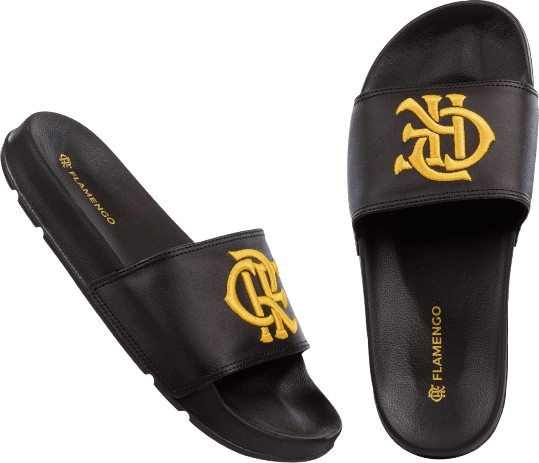 Chinelo Slide Flamengo - Preto com Detalhes Dourados