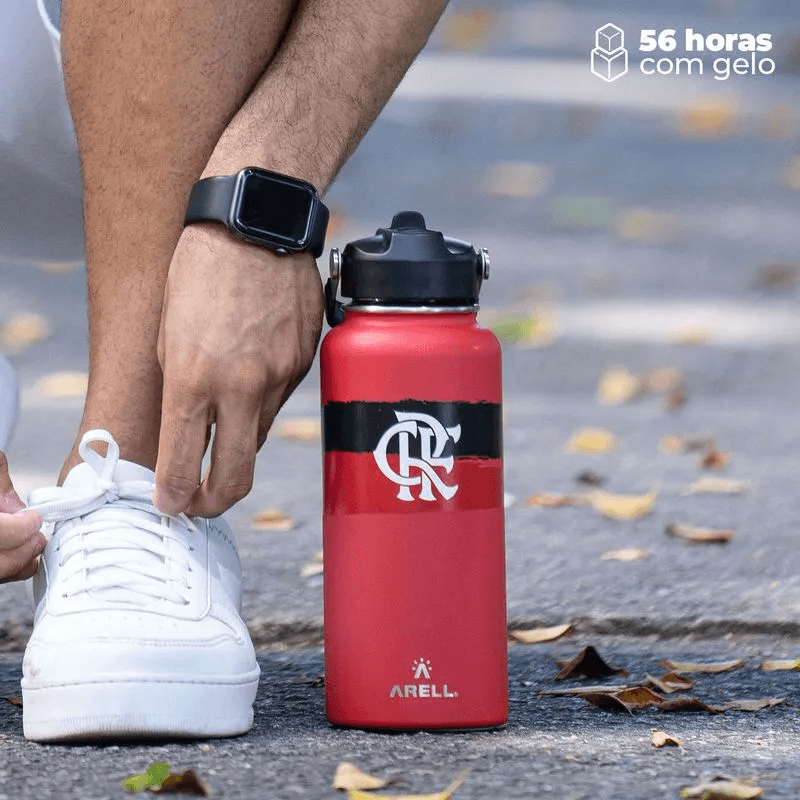 Garrafa Térmica Vácuo Straw Flask Arell 946ml Flamengo Red Listras