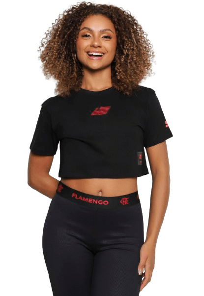 Cropped Feminino Flamengo Minimalista Preto Starter