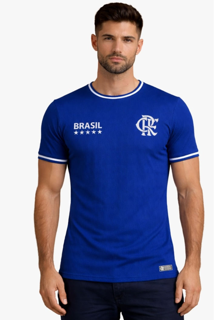 Camisa Flamengo CRF Brasil Azul Jacquard Coimbra