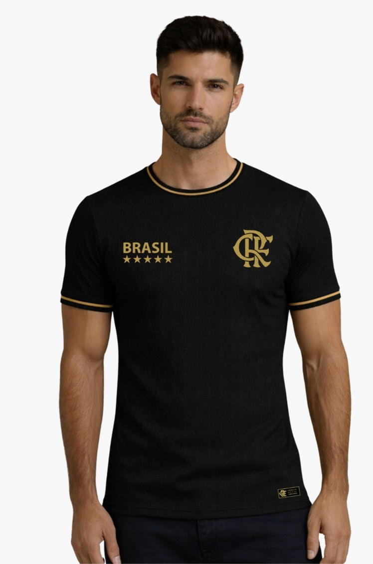 Camisa Flamengo CRF Brasil Preta Jacquard Coimbra