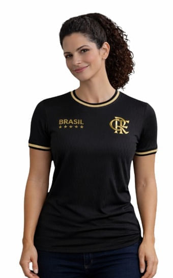 Camisa Flamengo Feminina CRF Brasil Preta Coimbra