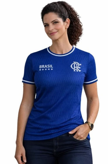 Camisa Flamengo Feminina CRF Brasil Azul Coimbra