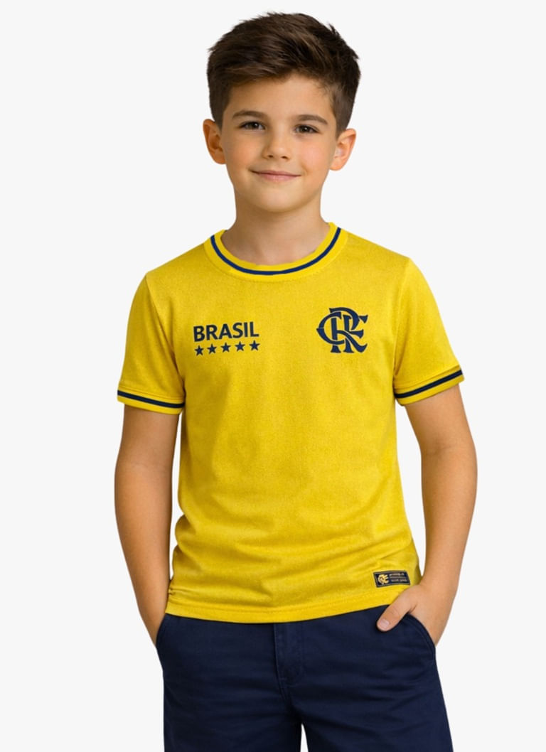 Camisa Flamengo Infantil CRF Brasil Amarela Coimbra