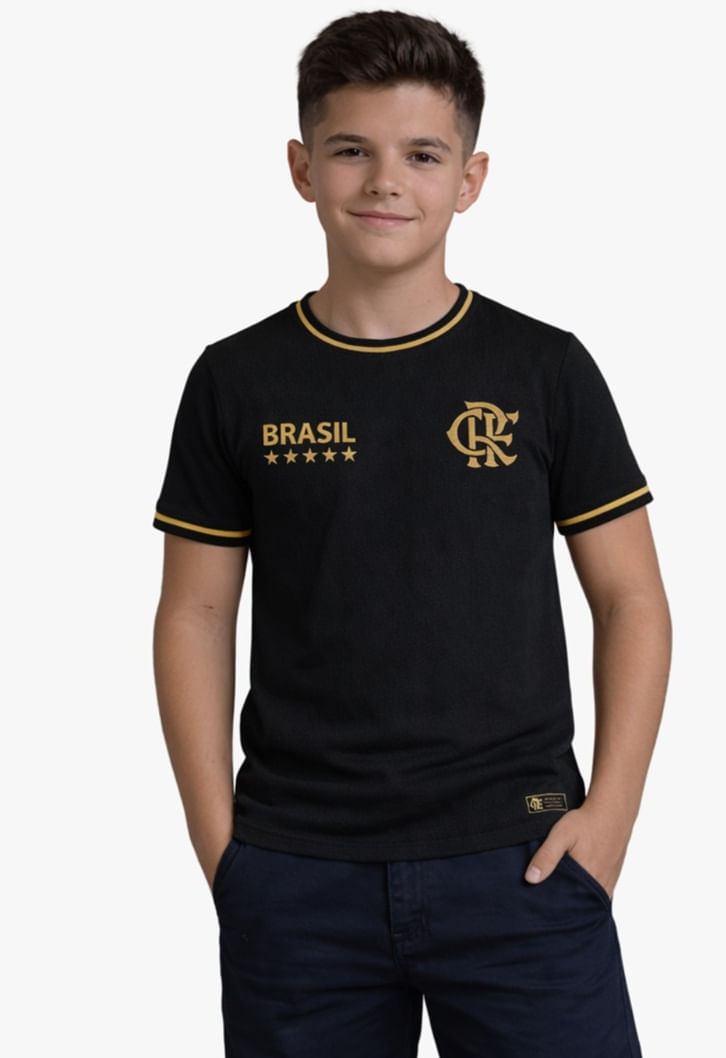 Camisa Flamengo Infantil CRF Brasil Preta Coimbra